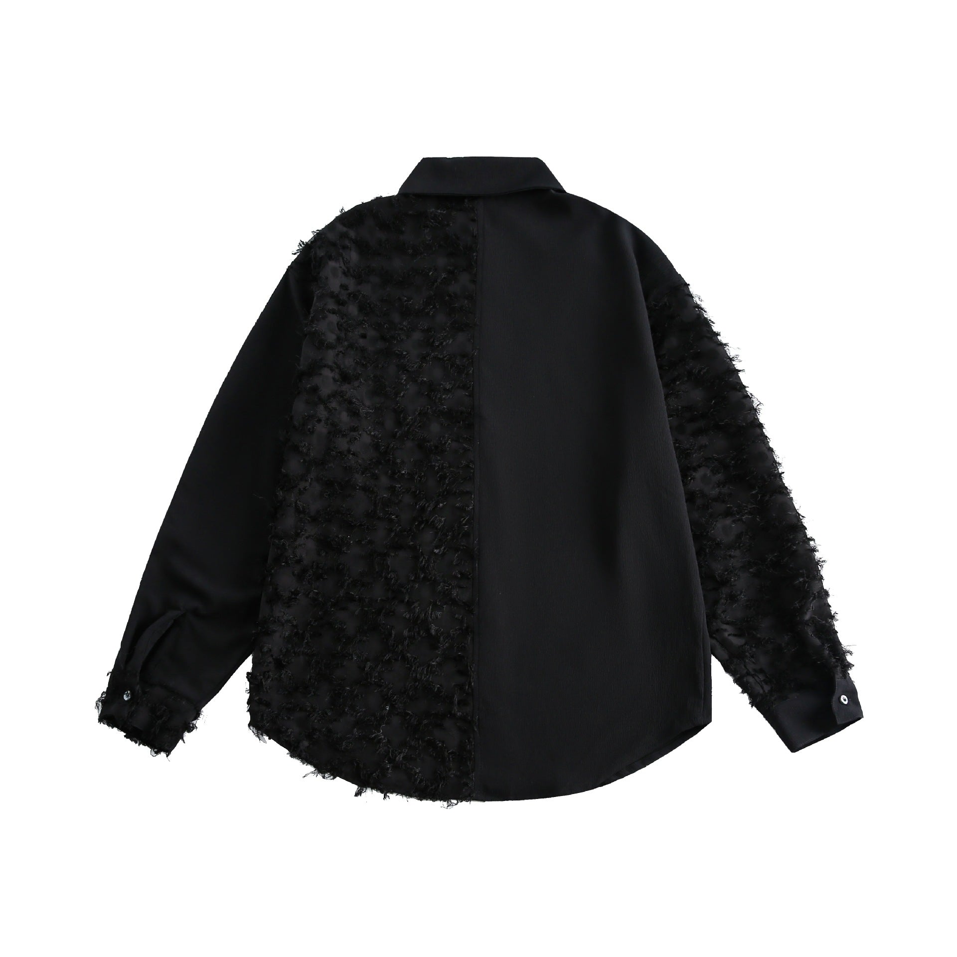 Women's blouse overshirt with fluffy fringe texture and Kent collar Chichicherry