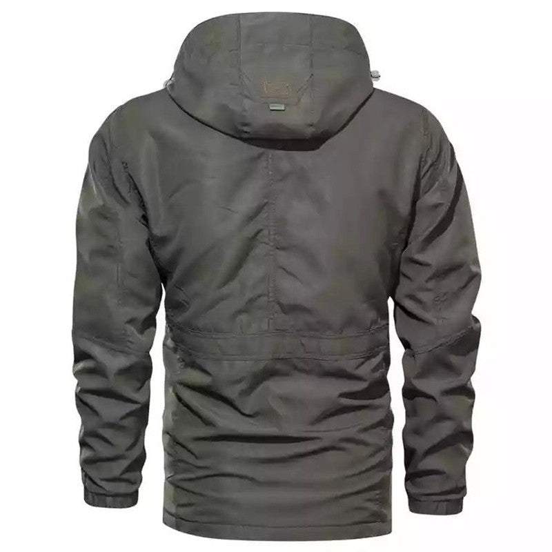 Men's robust canvas field parka with hood, multifunction pockets and waist adjustment Chichicherry