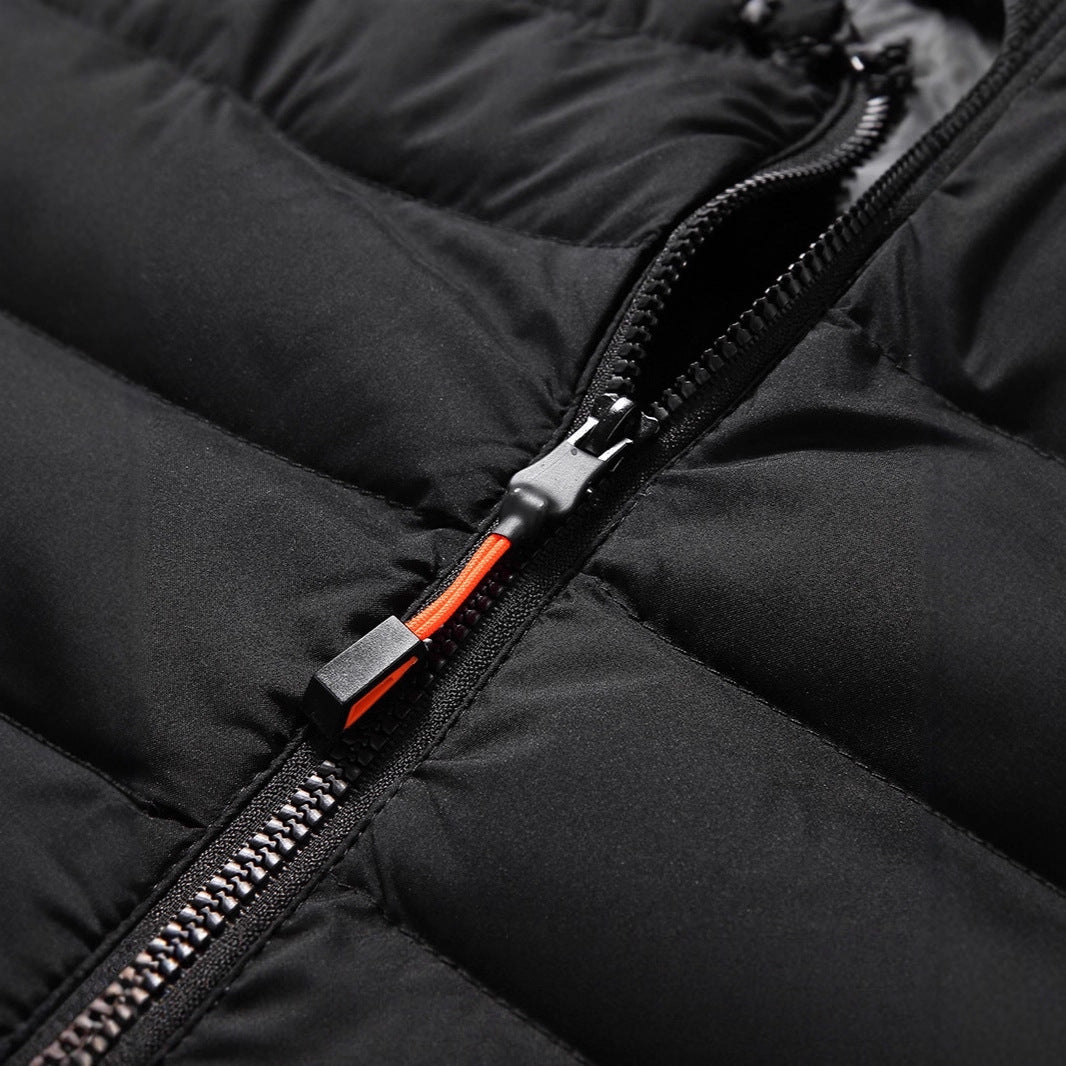Men's Sleeveless Thermo Utility Vest with Quilted Chevron Structure, Hood and Two-Way Zipper Chichicherry
