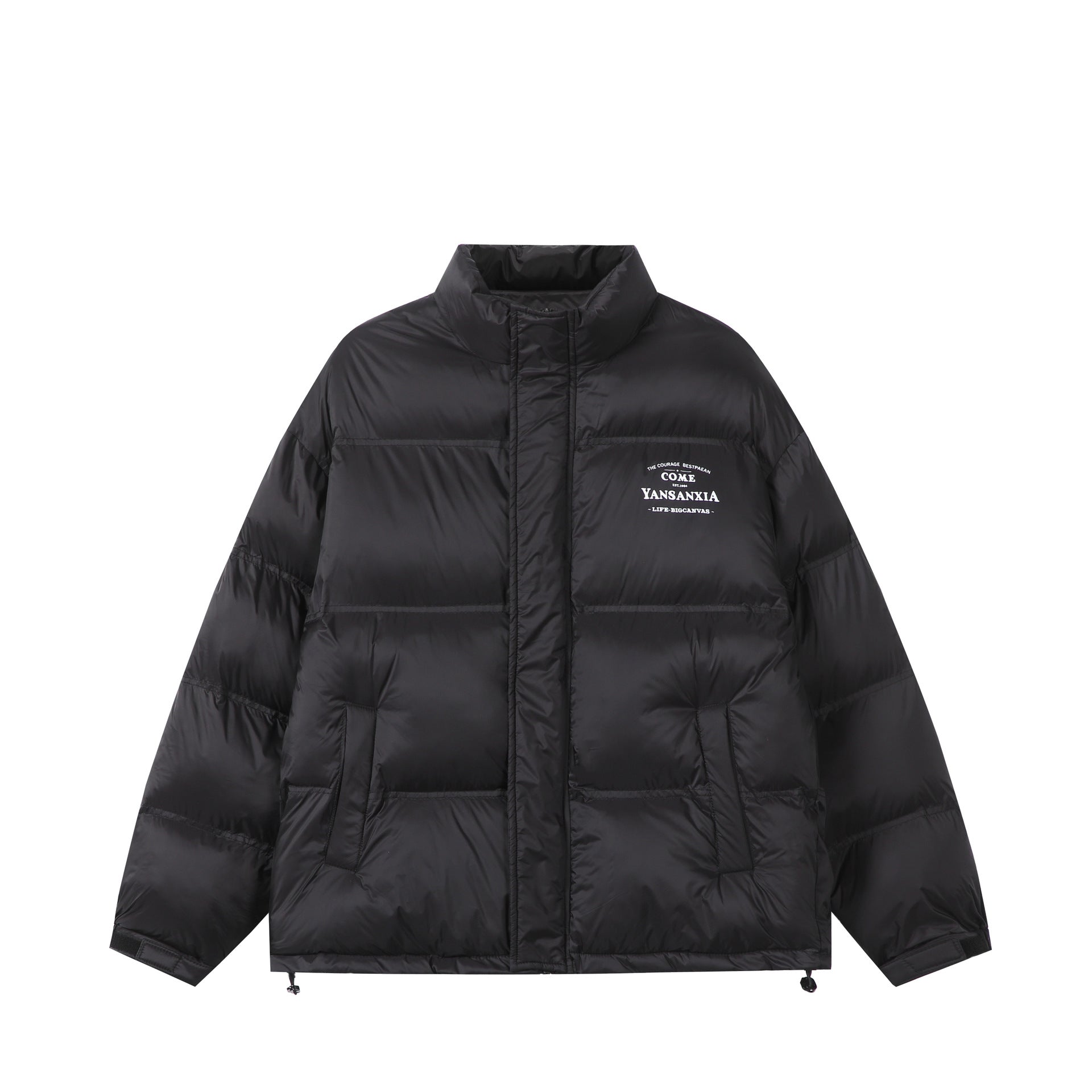 Unisex Short padded oversized jacket with high standing collar and logo print Chichicherry