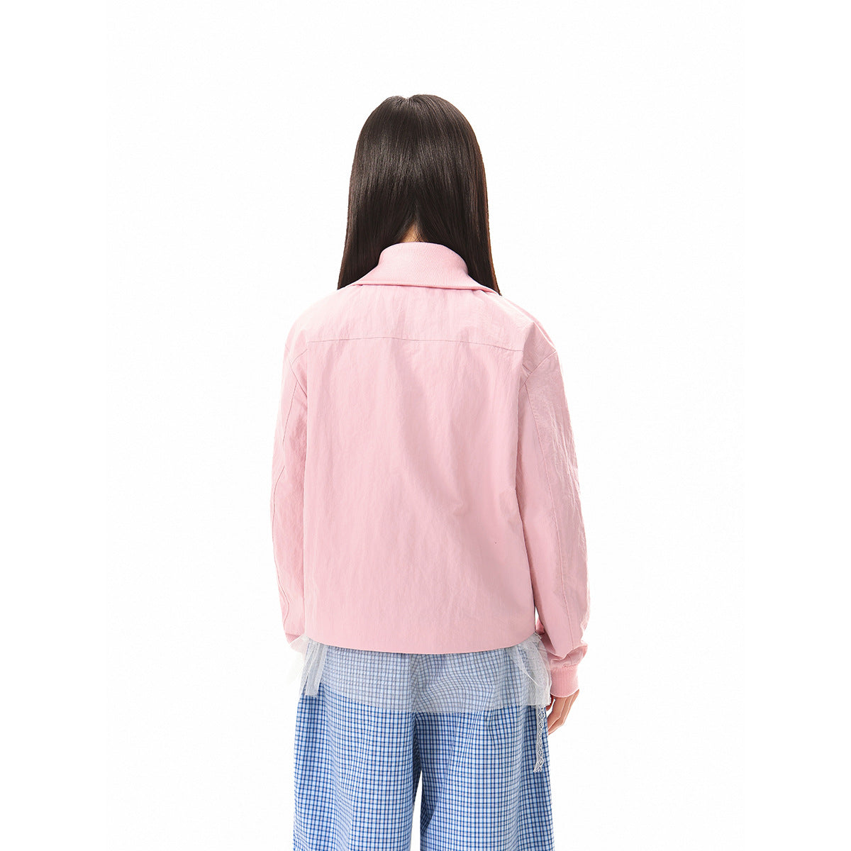 Women's boxy blouson jacket with high stand-up collar, elastic cuffs, and flap pockets Chichicherry