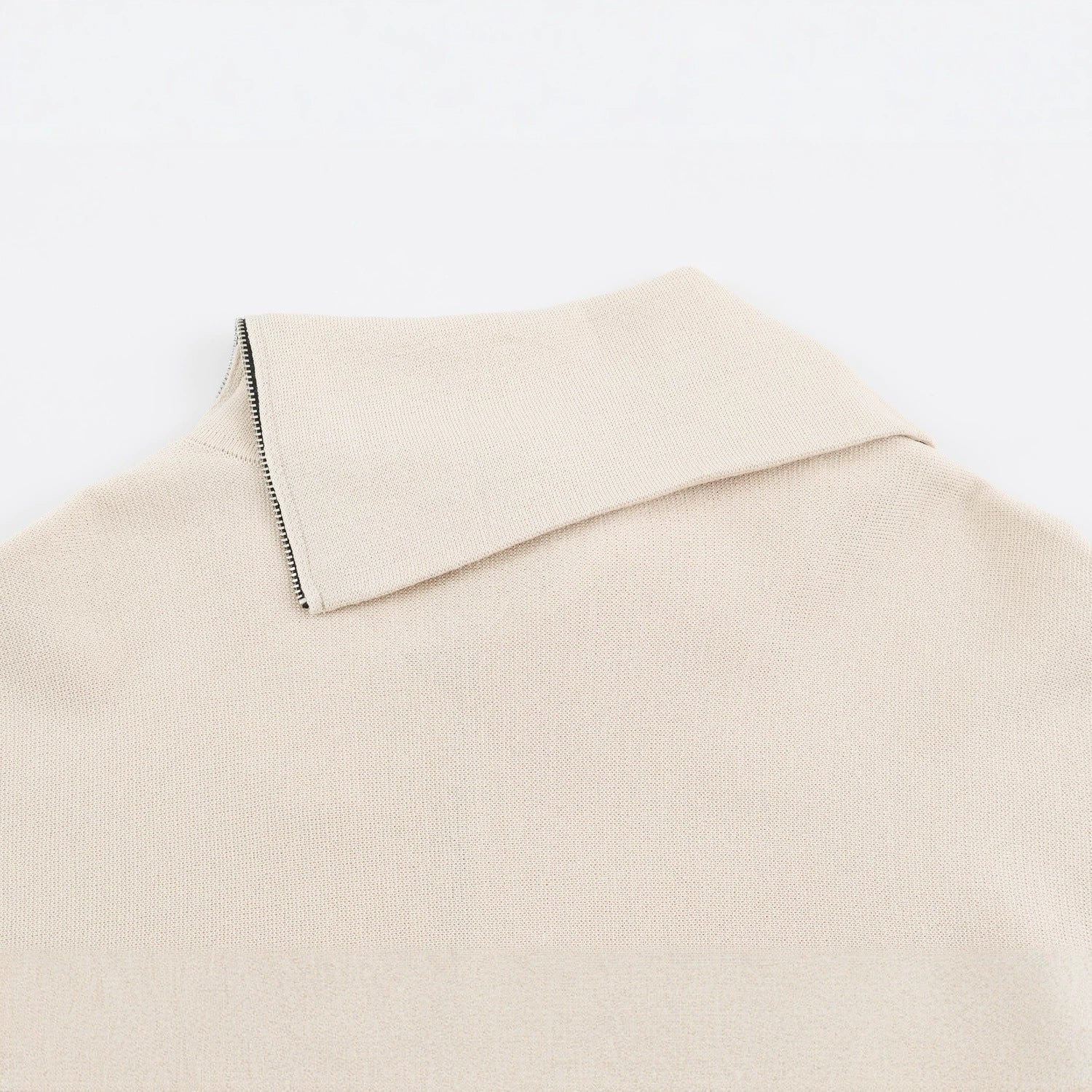 Women's Asymmetrical Fine Knit Sweater with Shawl Collar, Shoulder Zipper and Zipper Sleeves Chichicherry