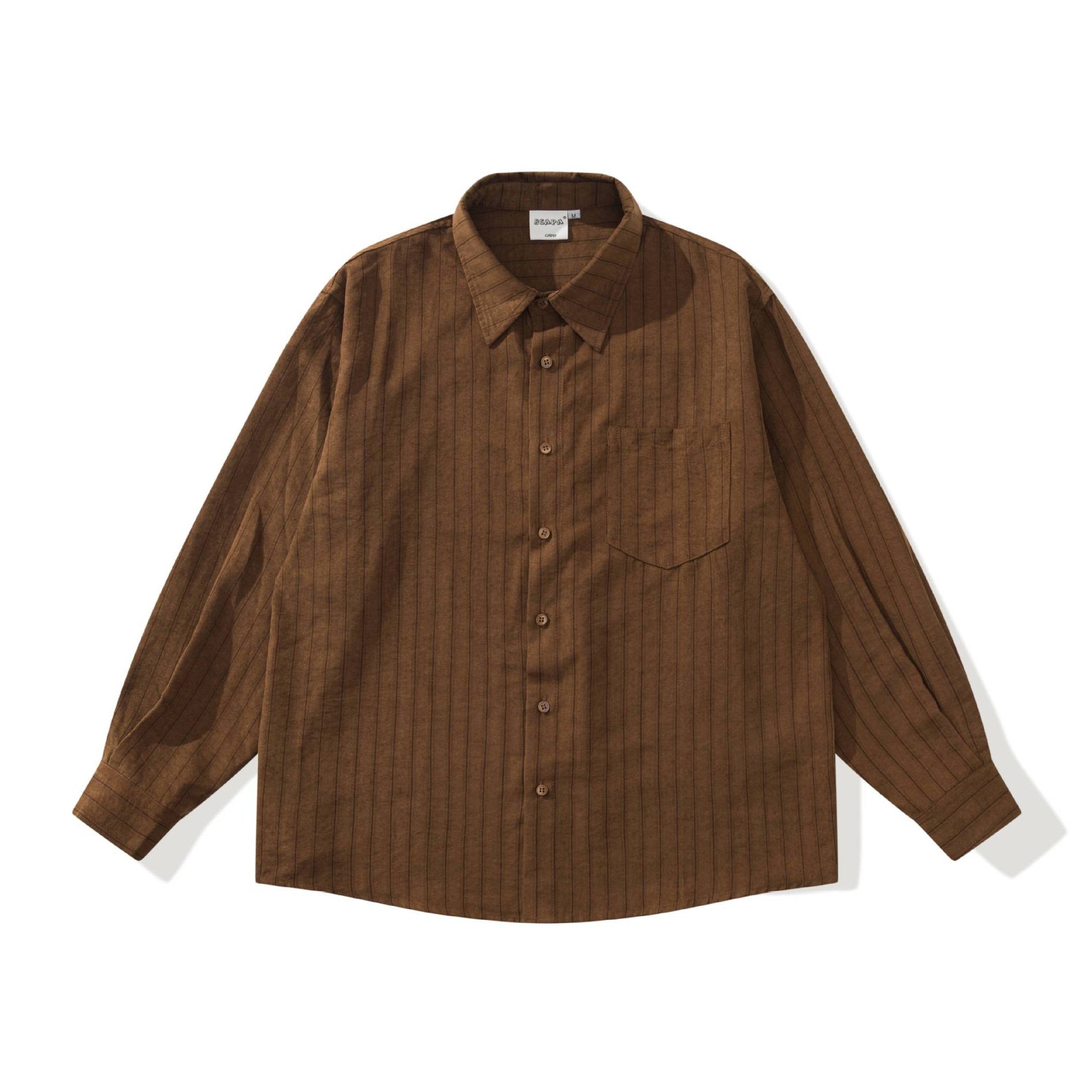 Men's relaxed overshirt in a boxy cut with fine vertical stripes and chest pocket Chichicherry