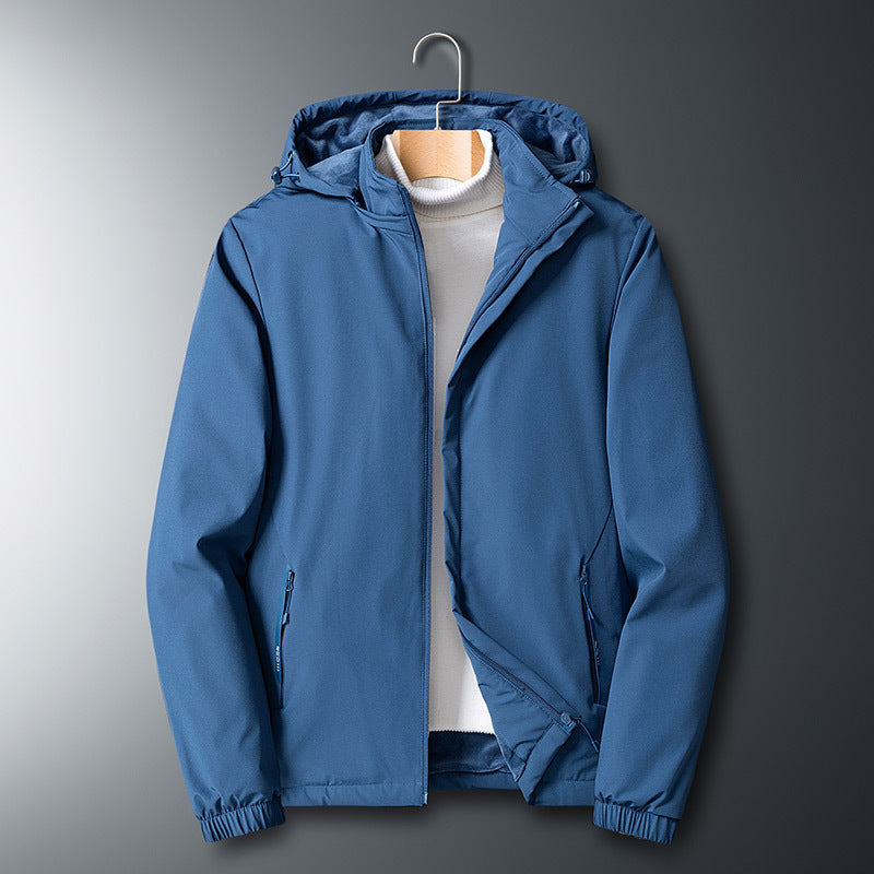Men's Lightweight Softshell Jacket with Hood, Wind and Water Resistant Chichicherry