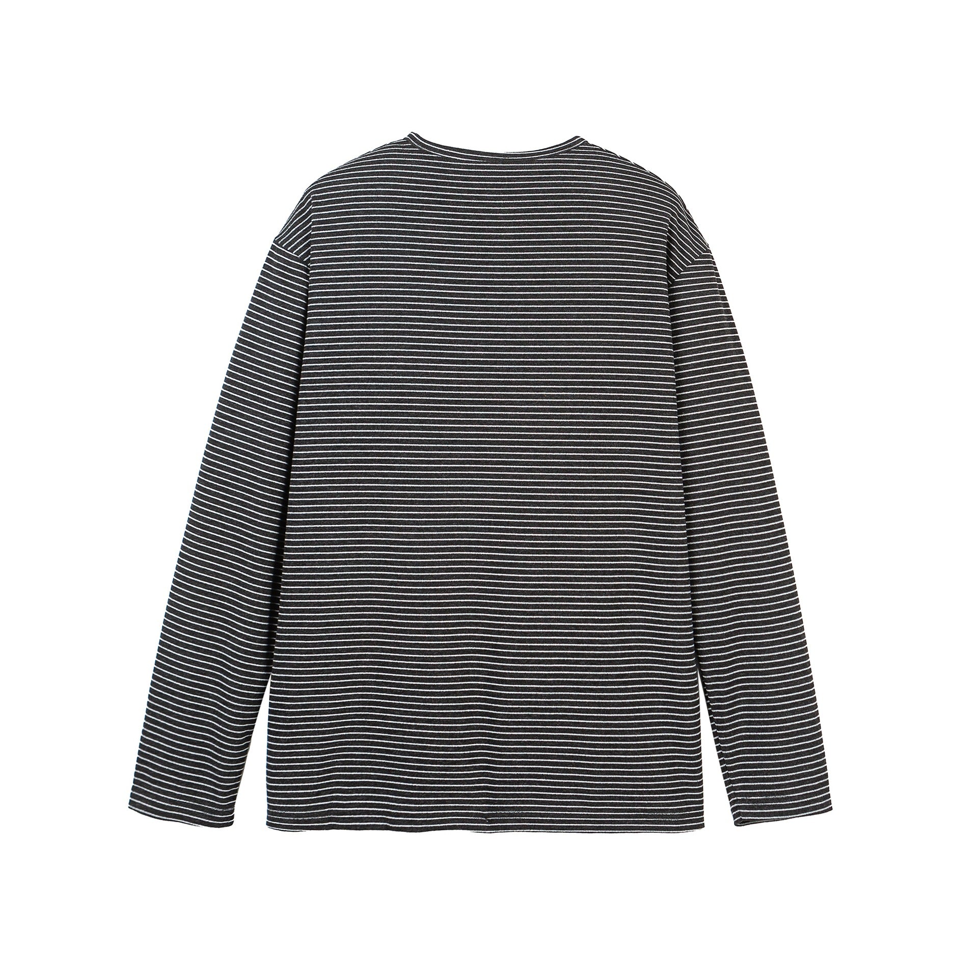 Unisex Striped Henley Long Sleeve Shirt with Button Placket and Oversized Cut Chichicherry