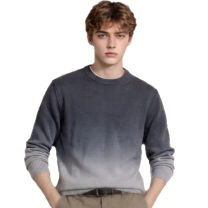 Herren Feinstrick-Pullover mit Dip-Dye-Effekt und Rundhalsausschnitt Chichicherry