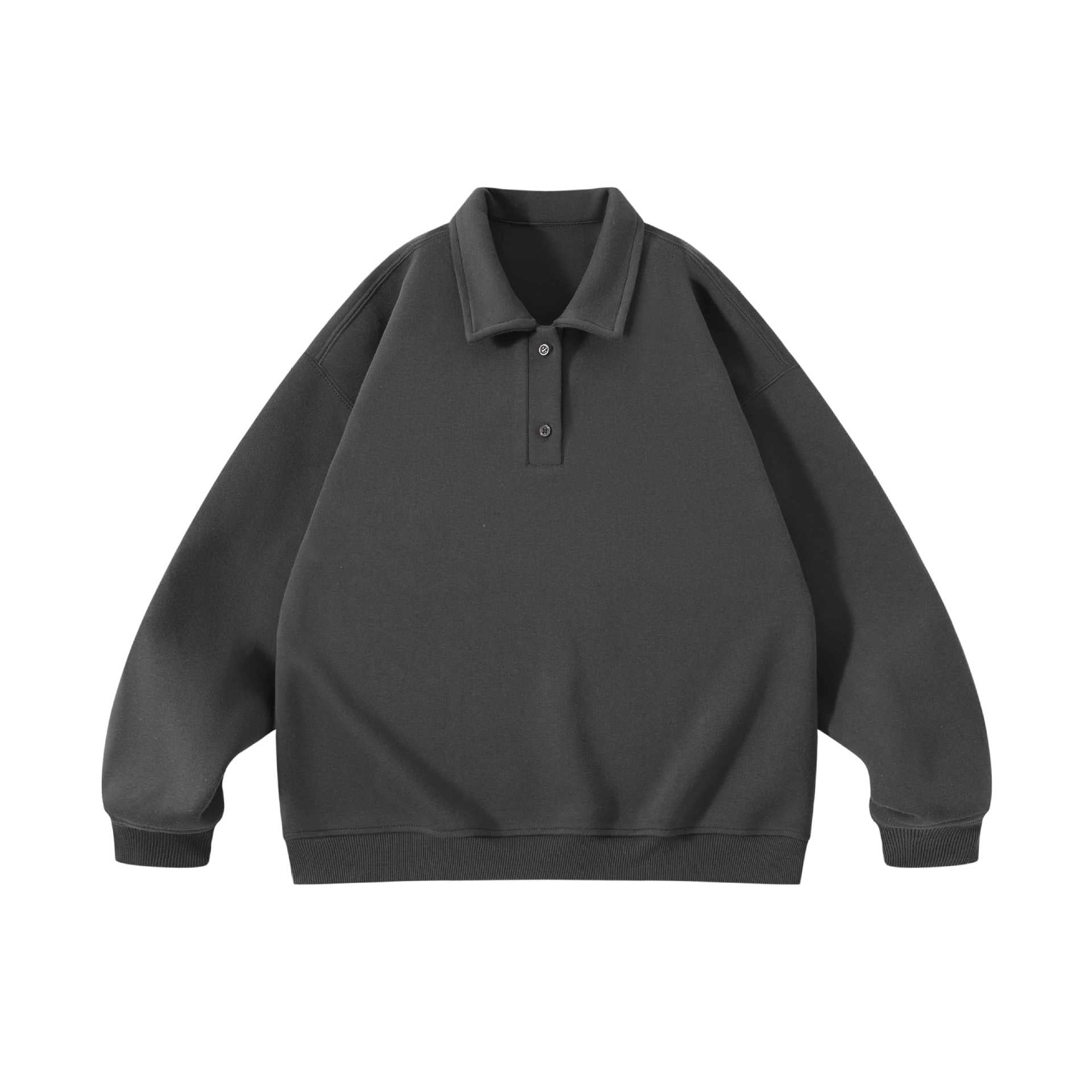Unisex Oversize Henley Polo Sweatshirt with Kent collar, raglan sleeves and ribbed cuffs Chichicherry