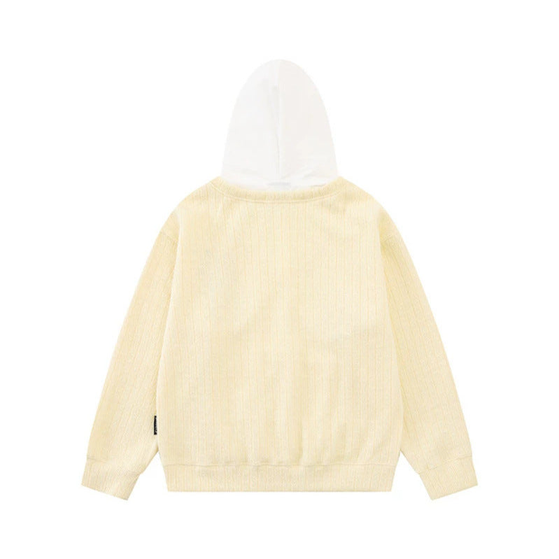 Women's hoodie with V-neck, attached tie application and star patches Chichicherry