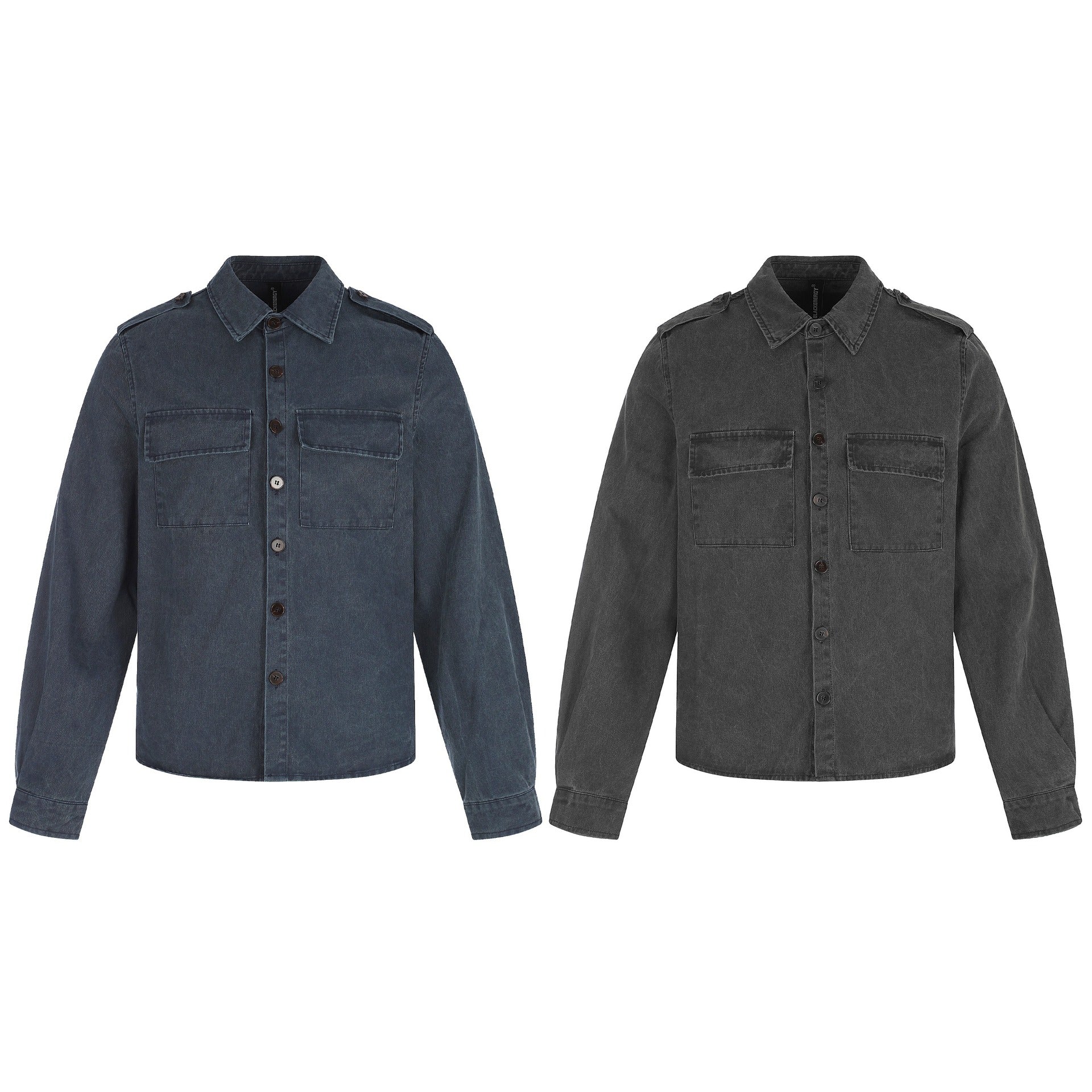 Men's shirt jacket made of washed denim with flap pockets and epaulettes Chichicherry