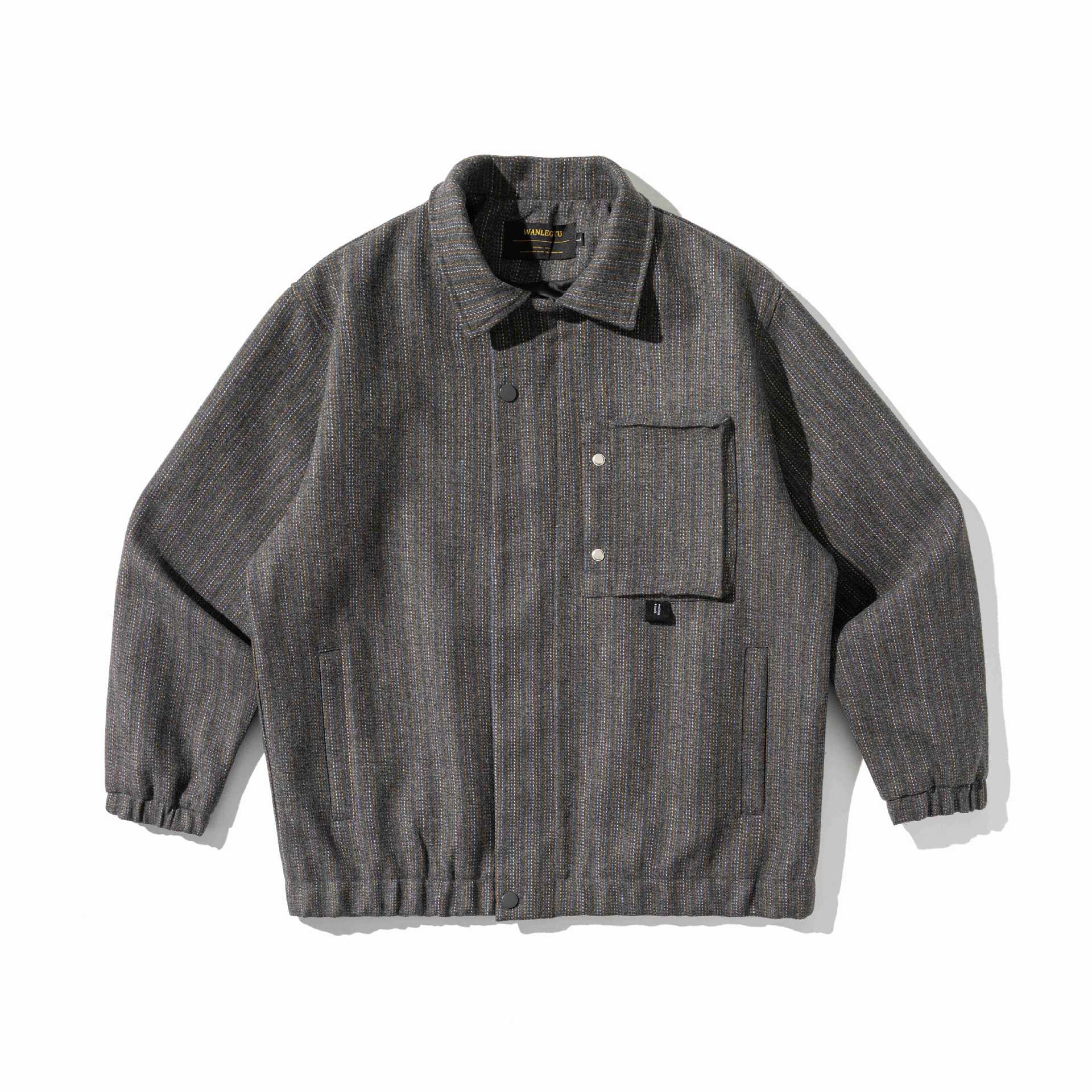 Unisex Structured Overshirt Blouson made of woven wool blend with button front Chichicherry
