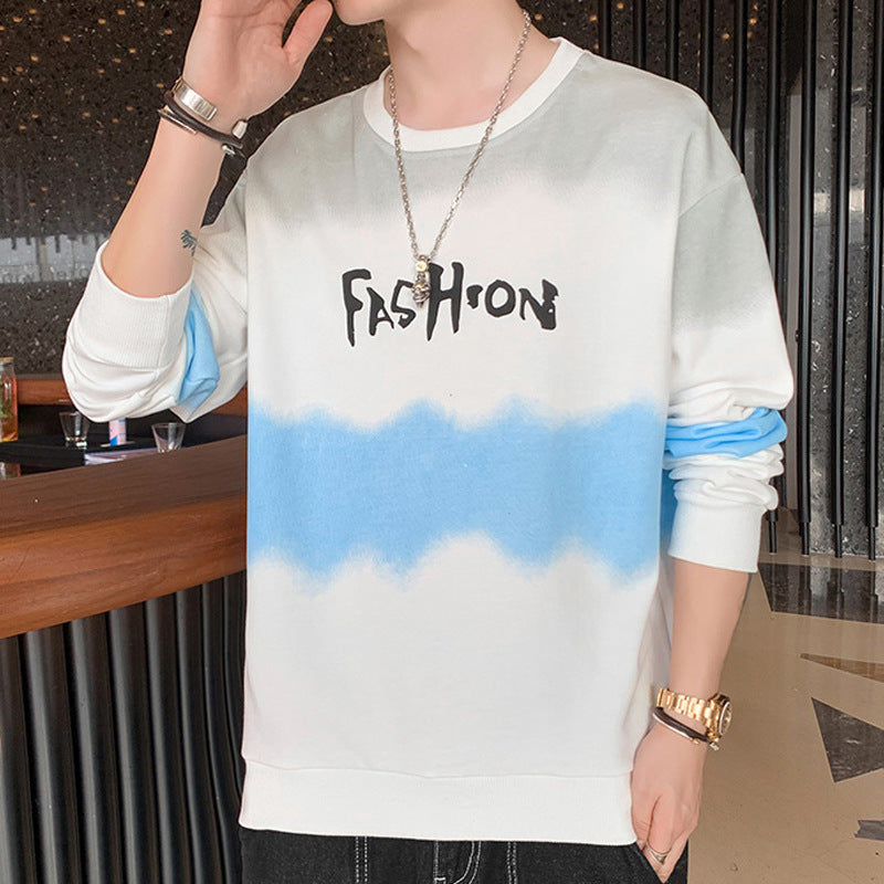 Men's Oversize Sweatshirt with Tie-Dye Wave Print and Statement Logo Chichicherry