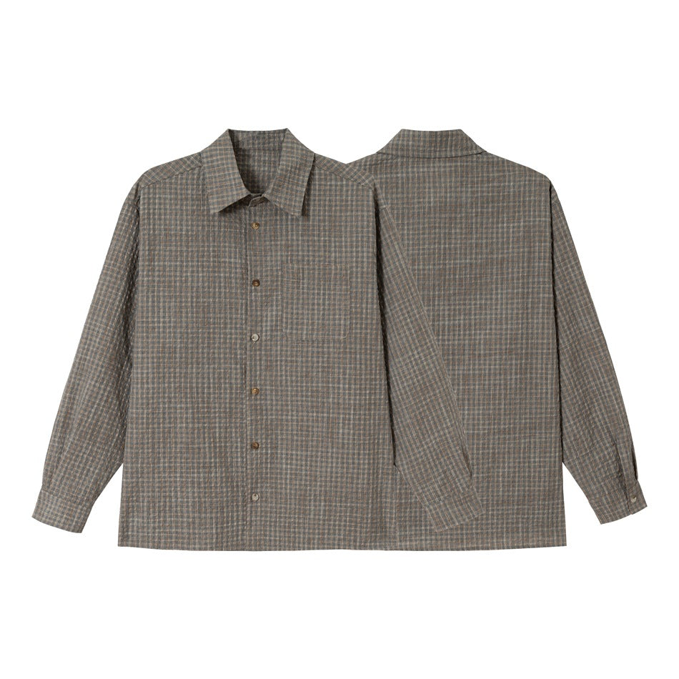 Men's Lightweight Check Overshirt made of Cotton Blend with Straight Hem and Applied Chest Pocket Chichicherry