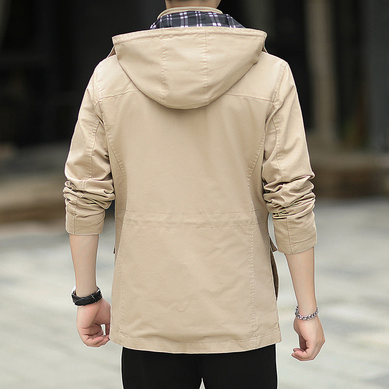Men's lightweight canvas parka in field style with hood and multifunctional pockets Chichicherry
