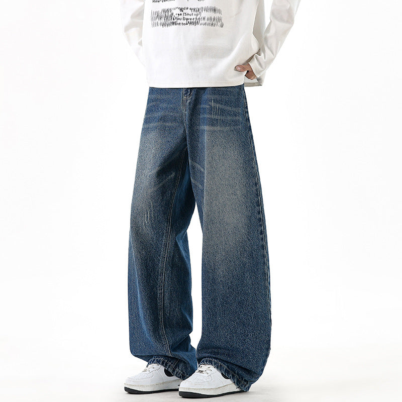 Men's Relaxed Wide-Leg Denim Pants with Extra Wide Leg and Vintage Fade Chichicherry