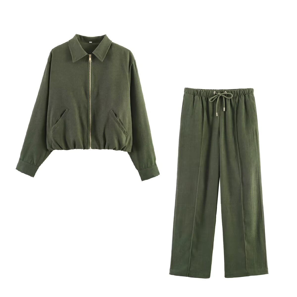 Ladies short cropped bomber jacket with zipper, shirt collar and elastic hem Chichicherry