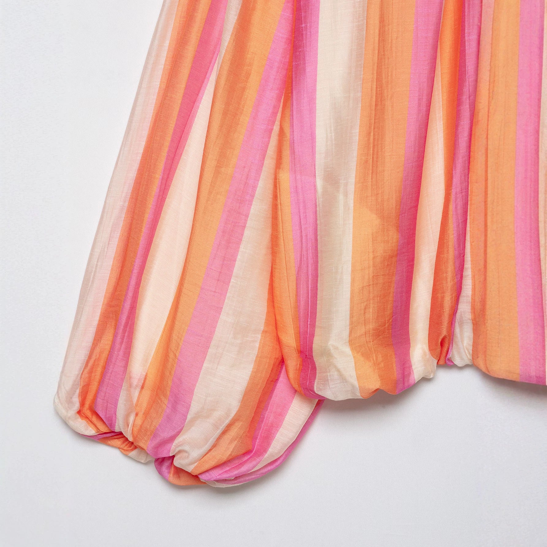 Women's Lightweight Striped Cropped Bomber Jacket made of Transparent Crêpe with Balloon Sleeves Chichicherry