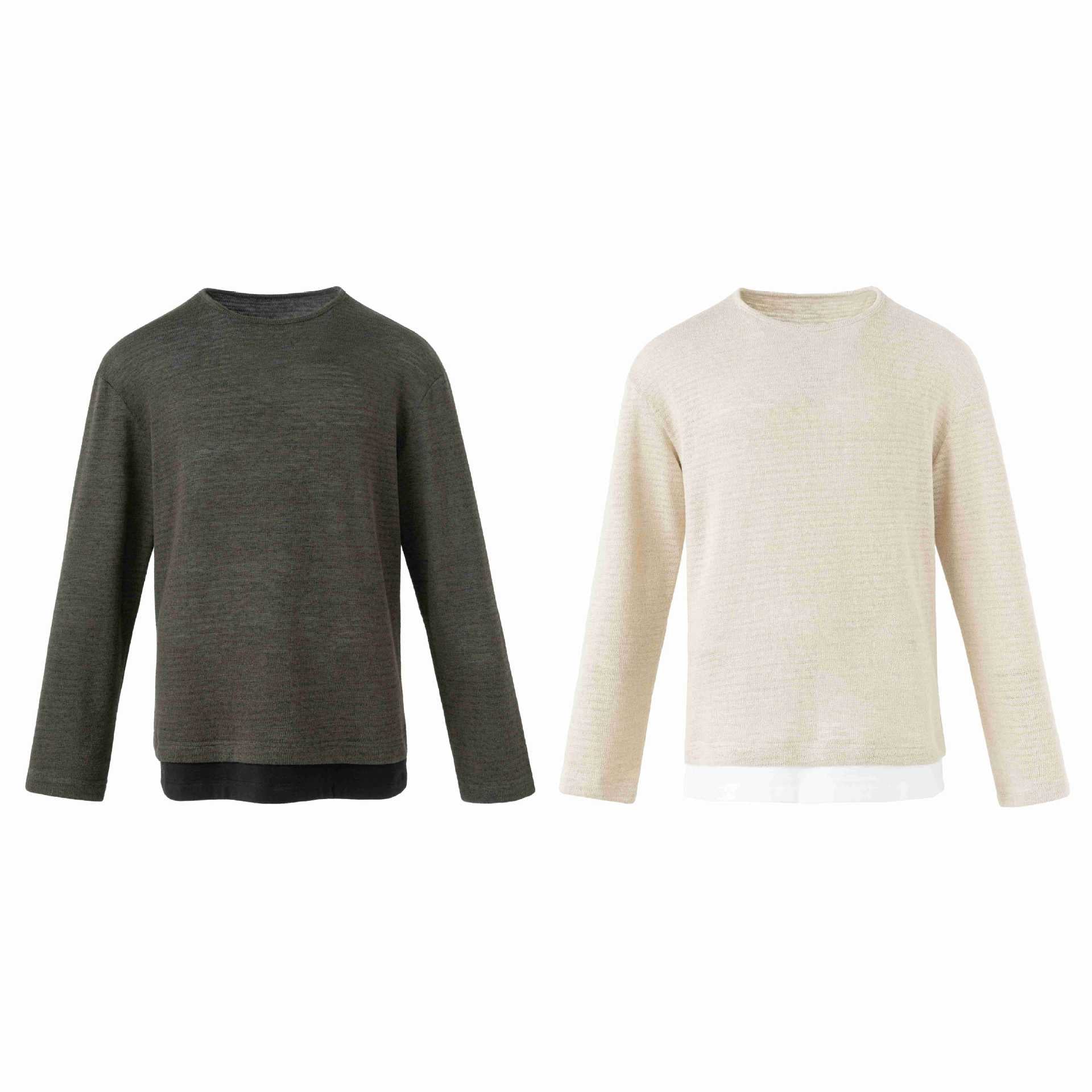 Men's fine knit sweater with round neckline and straight cut Chichicherry