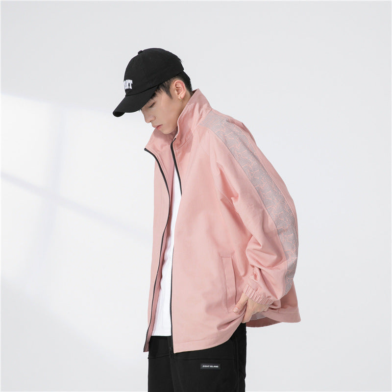 Men's Oversize Transitional Jacket with Raglan Sleeves, Stand Collar, and Elastic Cuffs Chichicherry