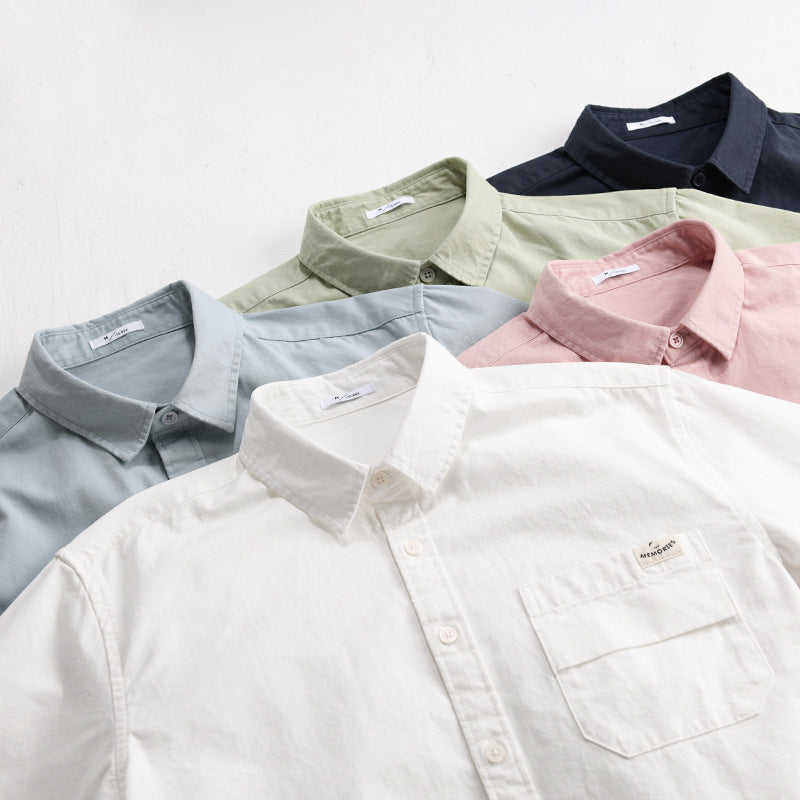 Men's Lightweight Cotton Overshirt with Kent Collar, Chest Pocket and Relaxed Fit Chichicherry