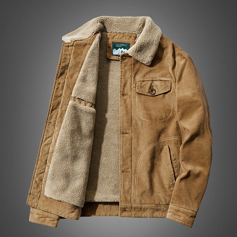 Men's cord jacket with continuous Sherpa lining and chest flap pocket Chichicherry