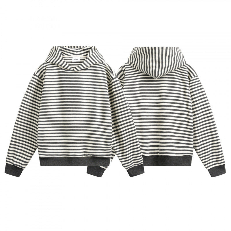 Unisex Striped Oversize Hoodie made of Cotton Blend with Ribbed Cuffs Chichicherry