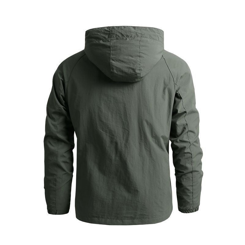 Men's lightweight technical hooded field jacket with chest zipper and multifunctional pockets Chichicherry