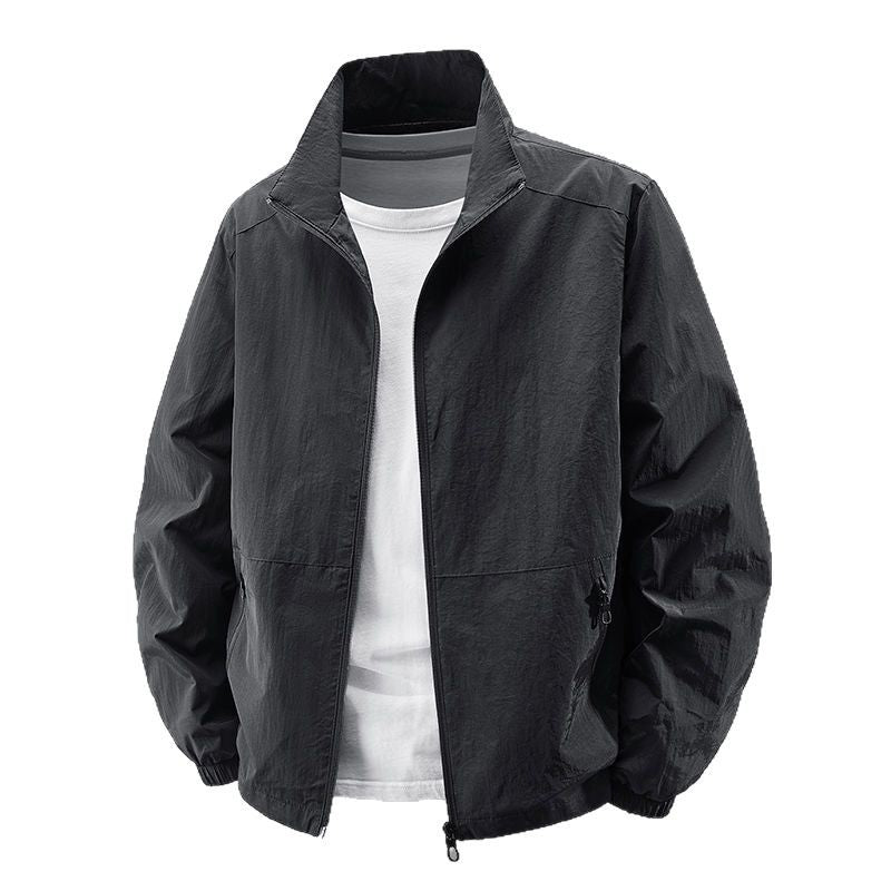 Men's Ultra-Lightweight Urban Windbreaker with Stand-Up Collar, Two-Way Zipper and Elastic Cuffs Chichicherry