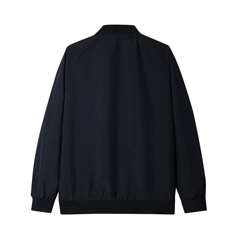 Men's Lightweight Windbreaker Bomber Jacket with Raglan Sleeves, Elastic Cuffs, and Two-Way Zipper Chichicherry