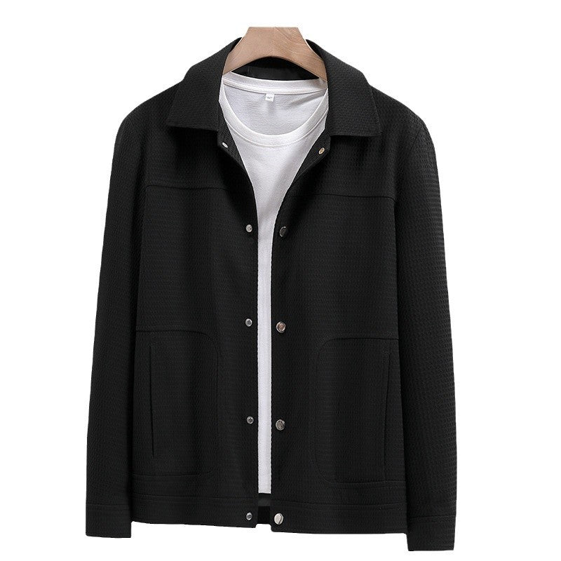 Men's lightweight textured shirt jacket with snap buttons and patch pockets Chichicherry