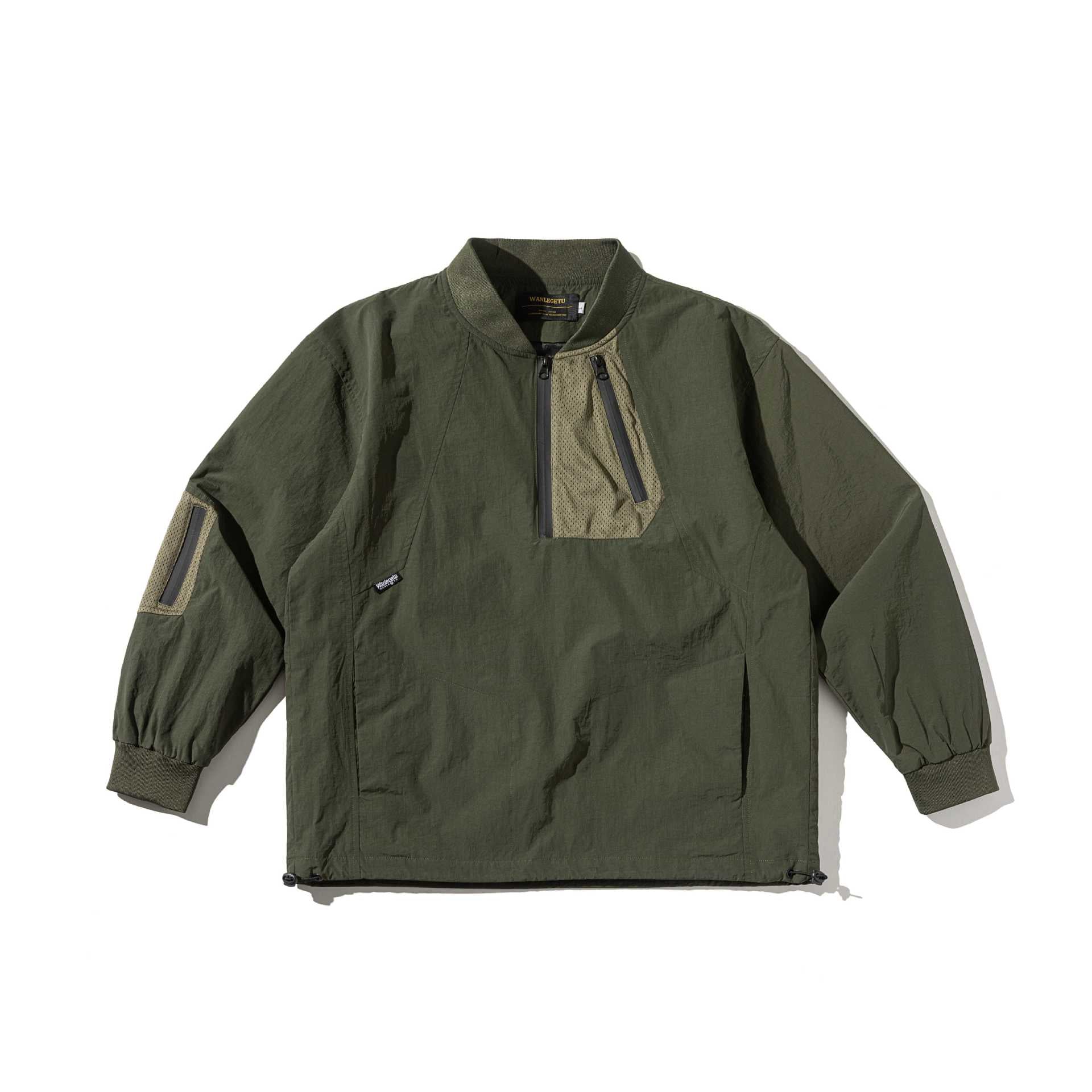 Unisex Technical Pullover Anorak with Half Zipper and Utility Pockets Chichicherry