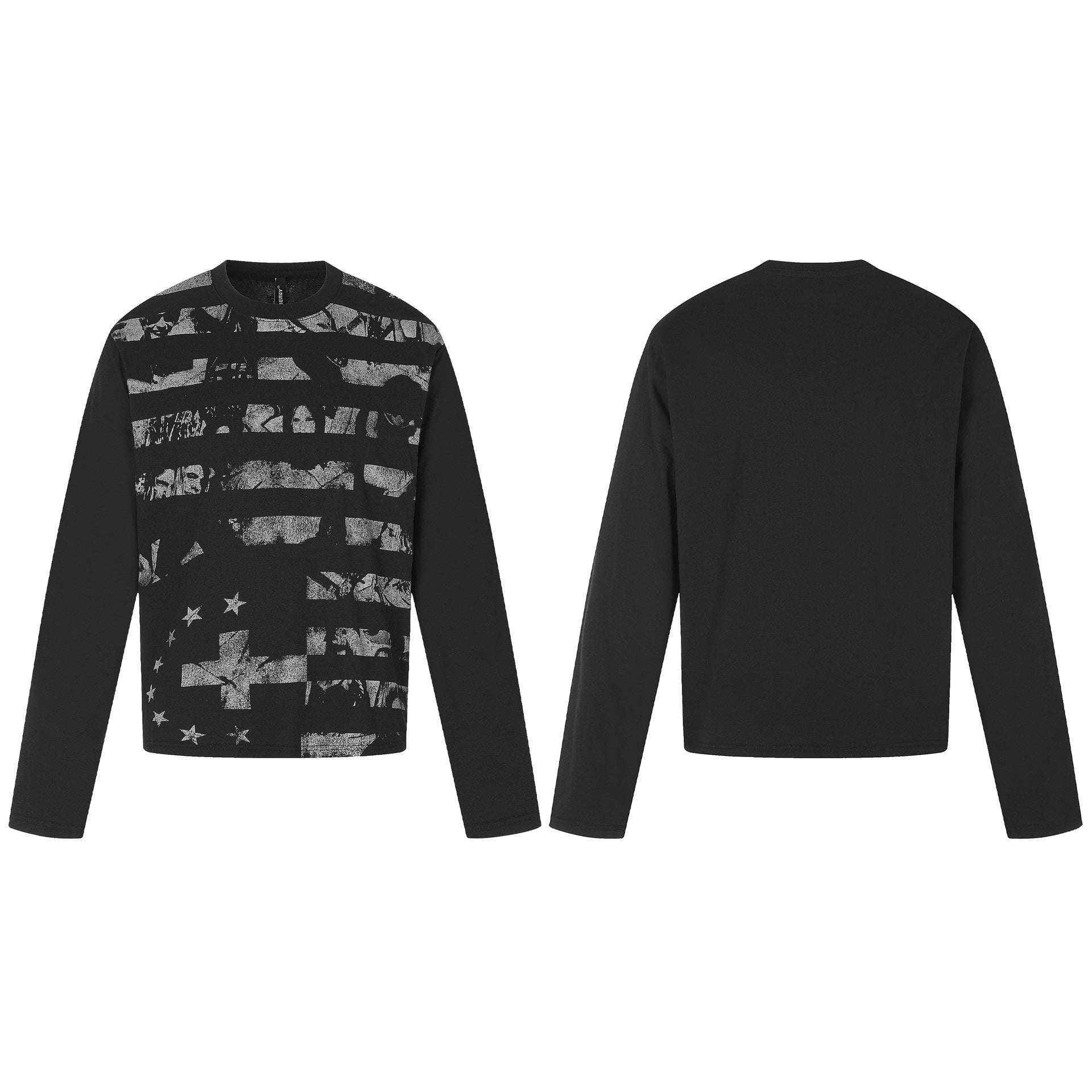 Men's long sleeve shirt made of soft cotton blend with distressed flag print Chichicherry