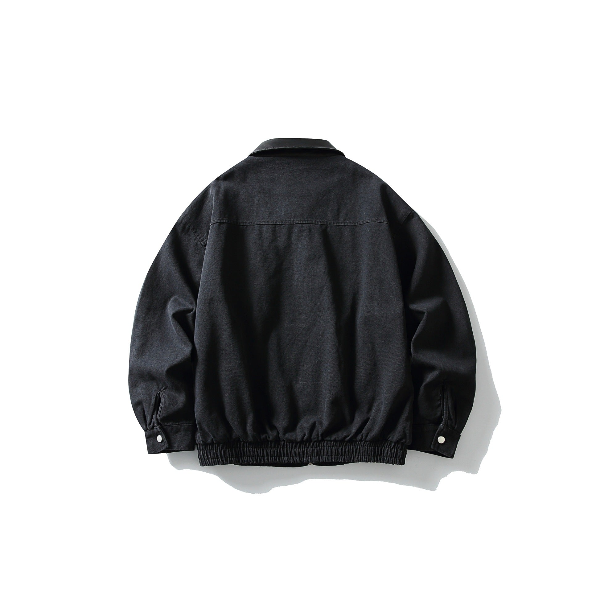 Men's short-cut boxy blouson with contrasting leather collar Chichicherry
