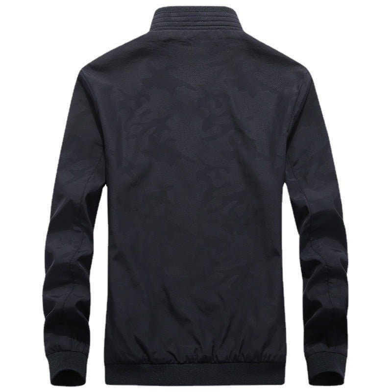 Men's Lightweight Bomber Jacket with Mesh Lining, Zip Pockets and Stand-up Collar Chichicherry