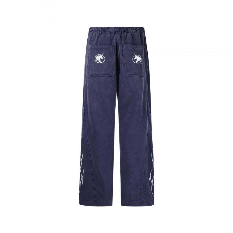 Men's loose sweatpants in baggy cut with elastic waistband, drawstring and gathered knee area Chichicherry