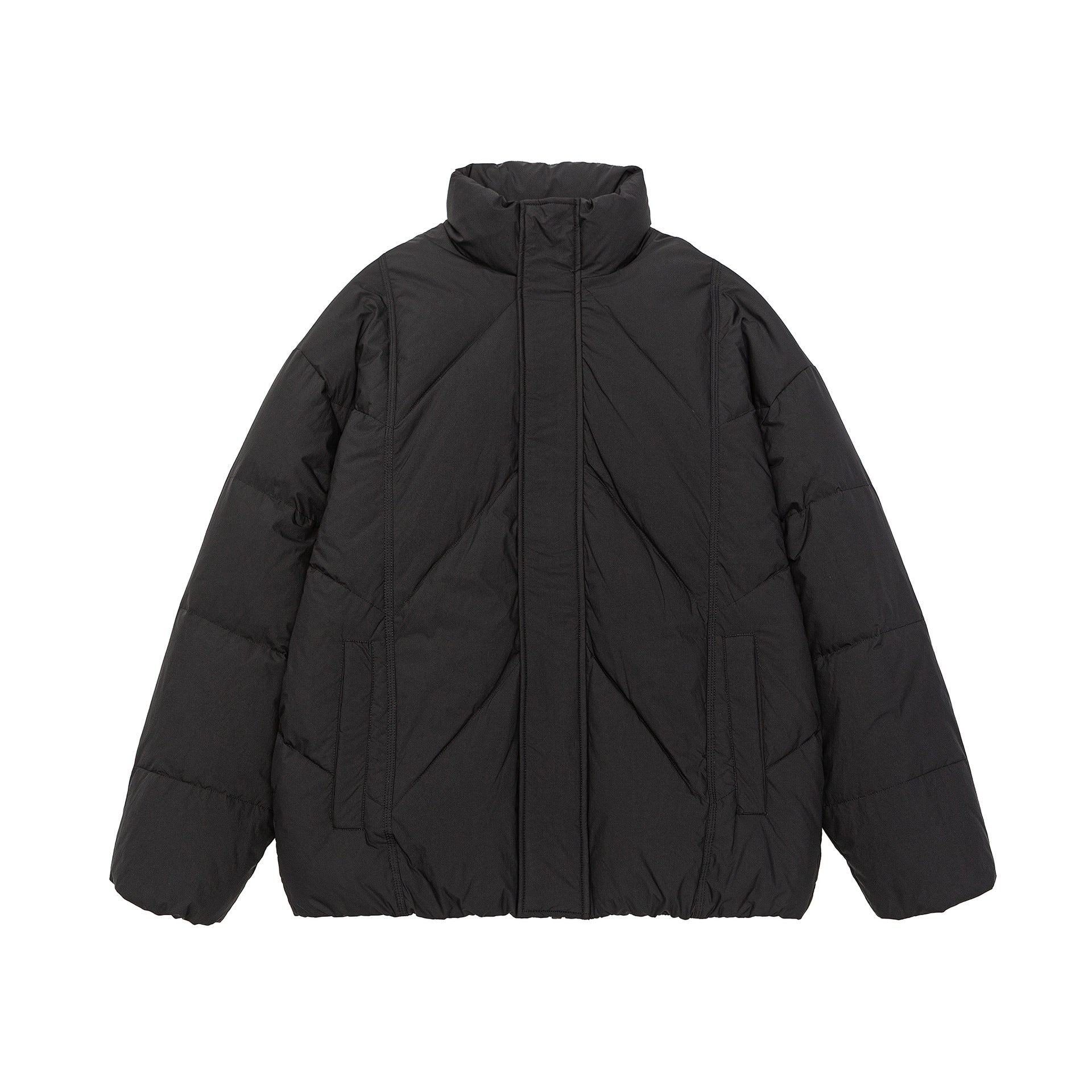 Unisex Oversized quilted winter jacket with high stand-up collar and concealed zipper Chichicherry