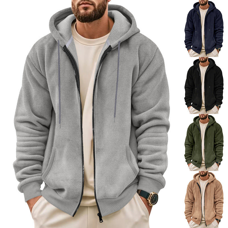 Men's Structured Hoodie Sweatshirt with Full Zip, Side Pockets and Ribbed Cuffs Chichicherry