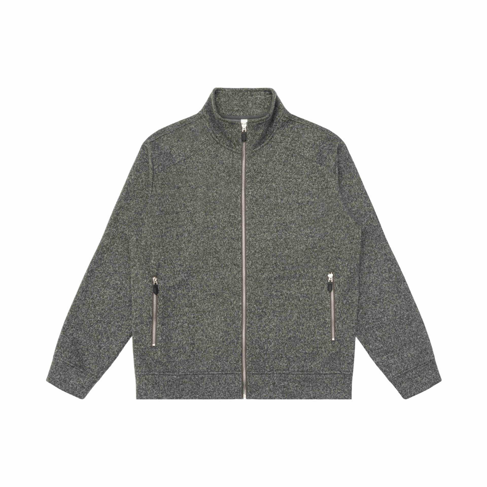 Women's zip jacket made of mottled teddy fleece with stand-up collar and zip pockets Chichicherry