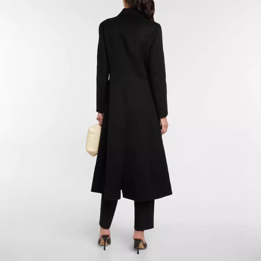 Women's Maxi Long Single-Breasted Blazer Coat with Clean Fall and Flap Pockets Chichicherry