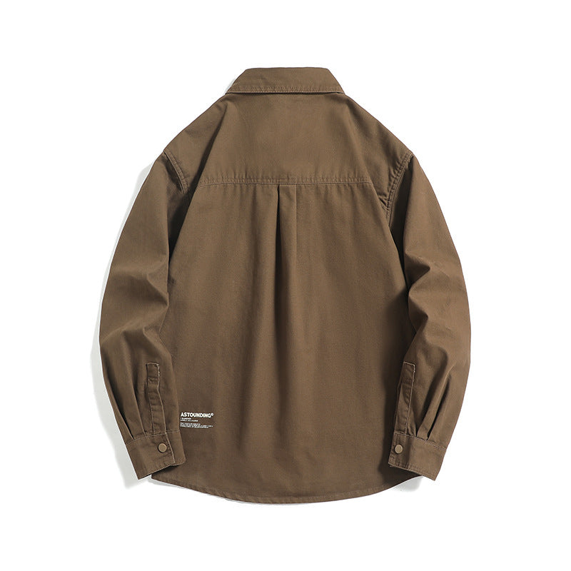 Men's overshirt jacket in workwear style with patch chest pockets and snap button closure Chichicherry