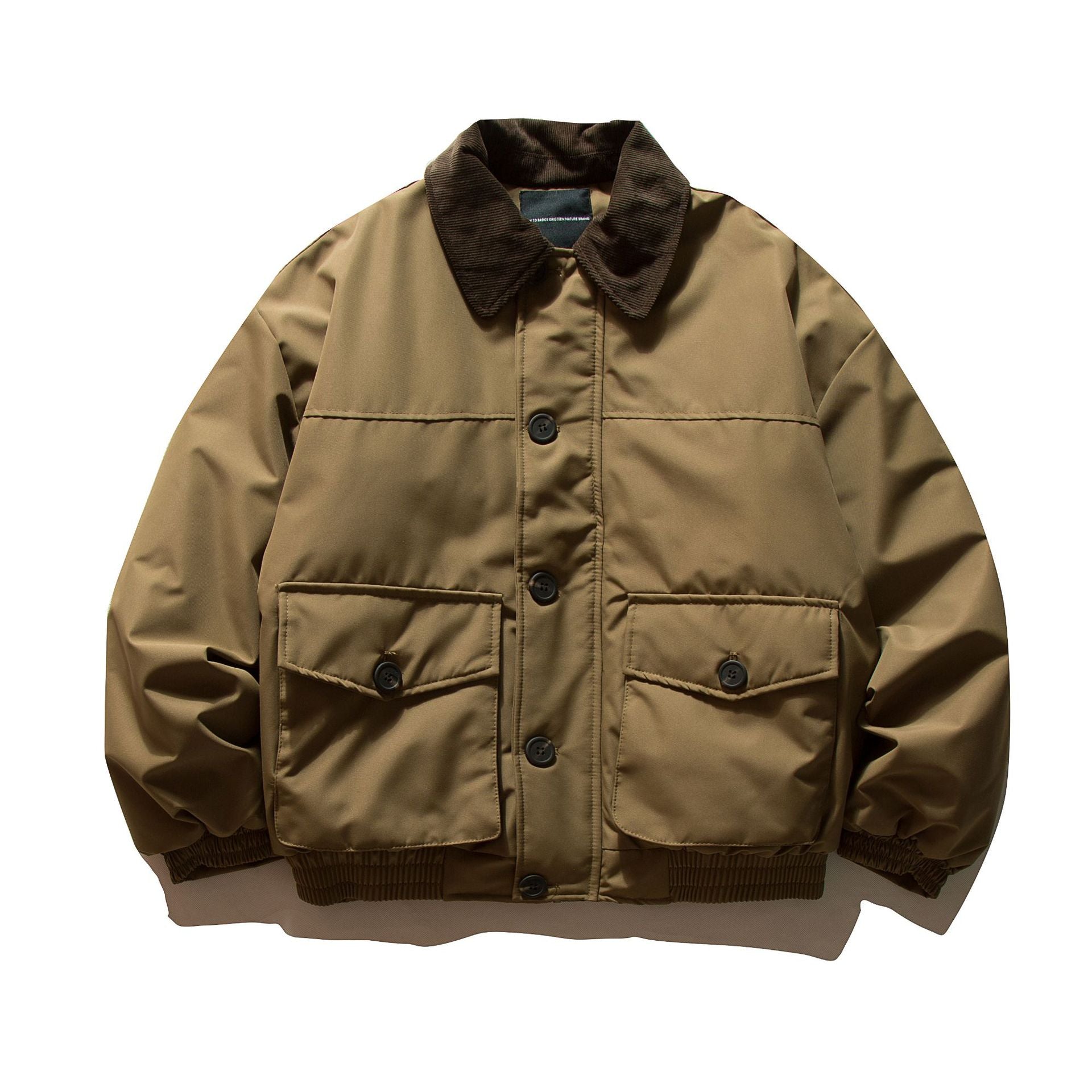 Men's short-cut thermal insulated field blouson with cord collar and spacious flap pockets Chichicherry