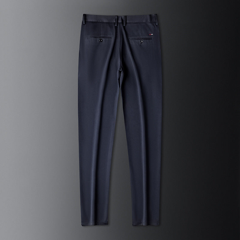 Men's Tailored Suit Trousers with Crease, Stretch, and Concealed Pockets Chichicherry