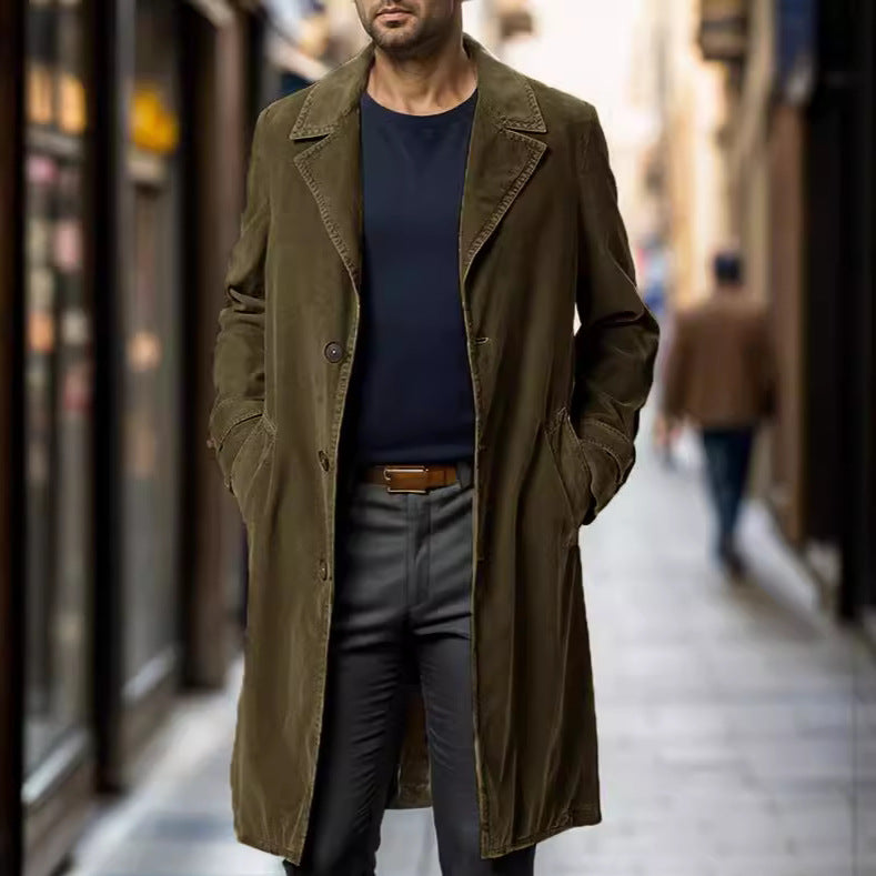 Herren Leichter langer Trenchcoat mit Reverskragen und aufgesetzten Eingrifftaschen Chichicherry