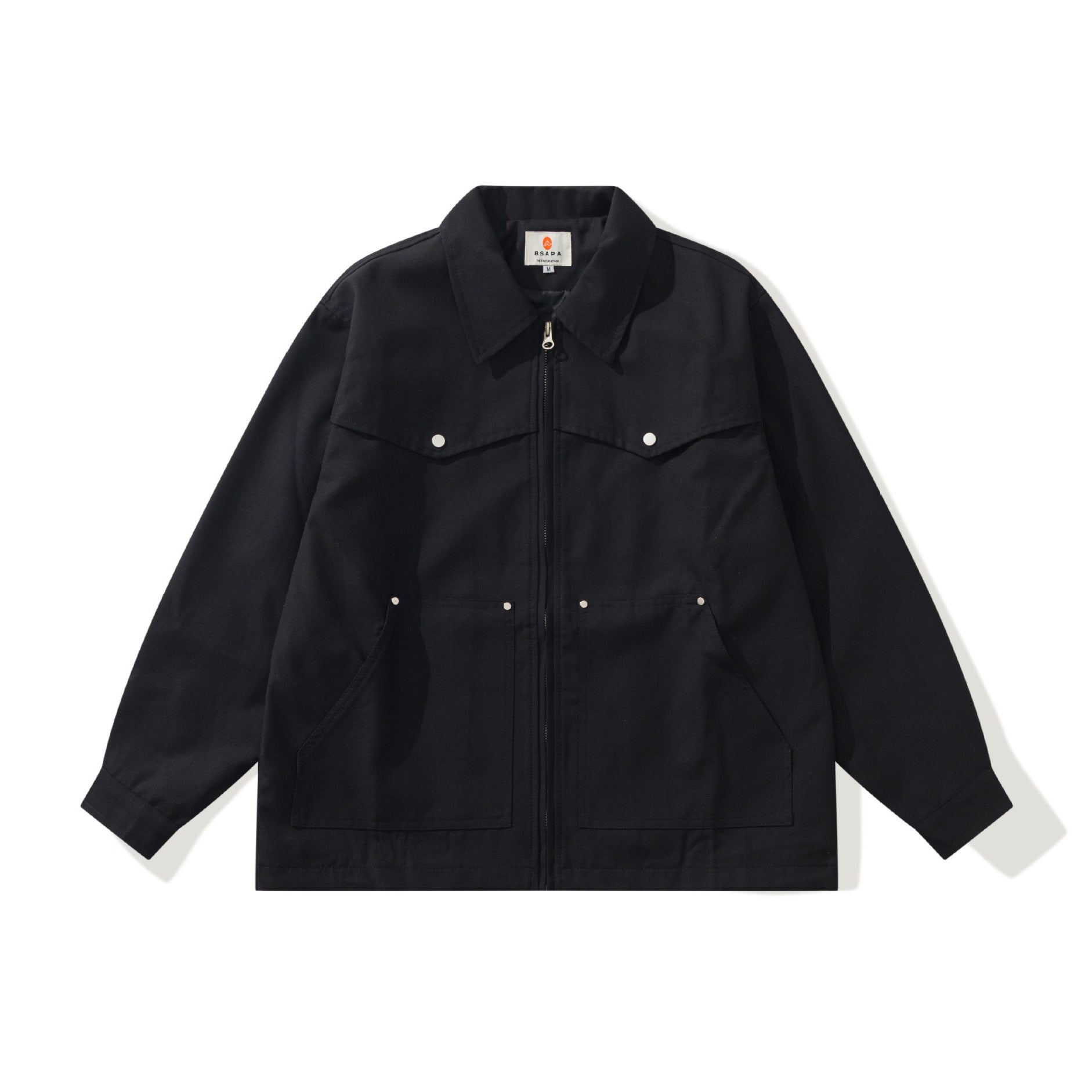 Men's Utility Chore Jacket with Full Zip and Large Flap Pockets Chichicherry