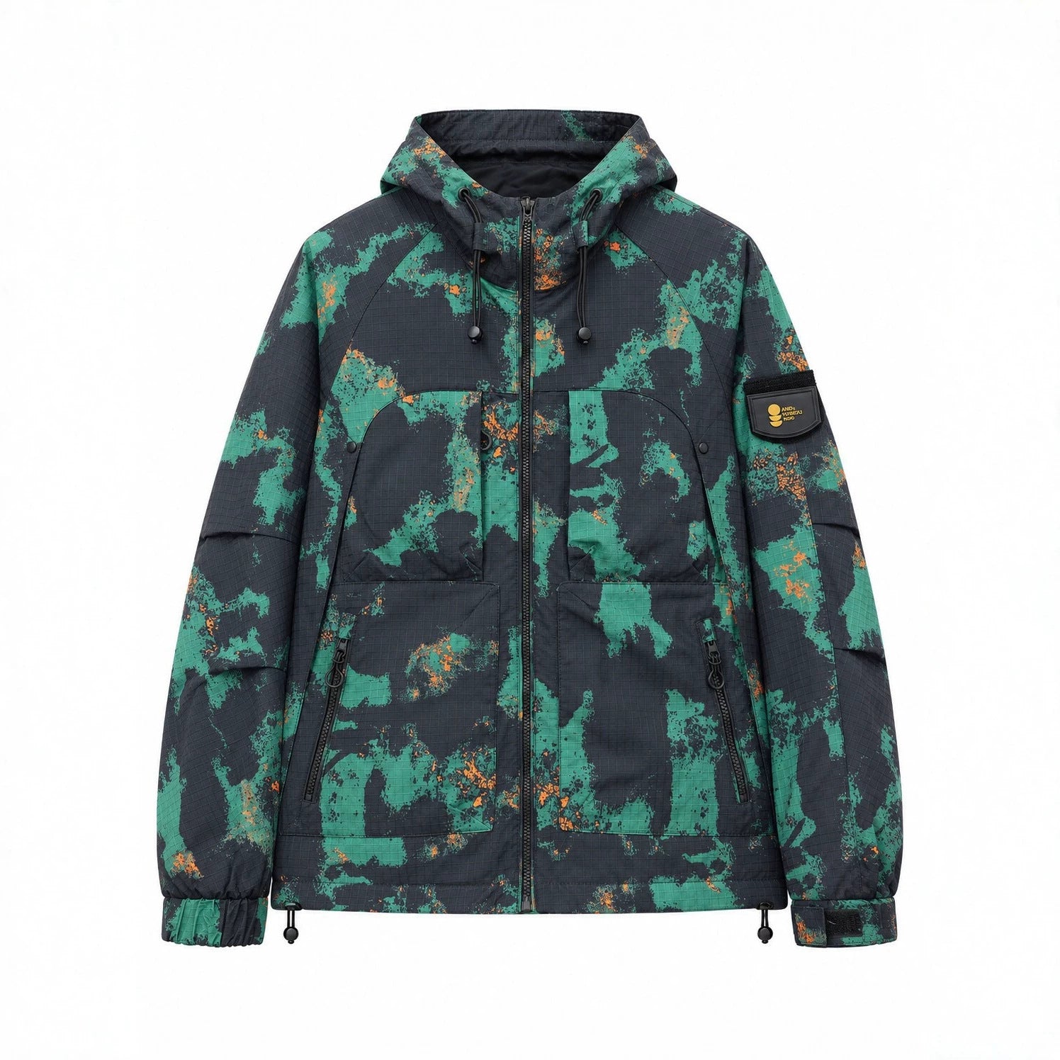 Men's Technical Camouflage Outdoor Jacket with Hood, Ripstop and Multifunctional Pockets Chichicherry