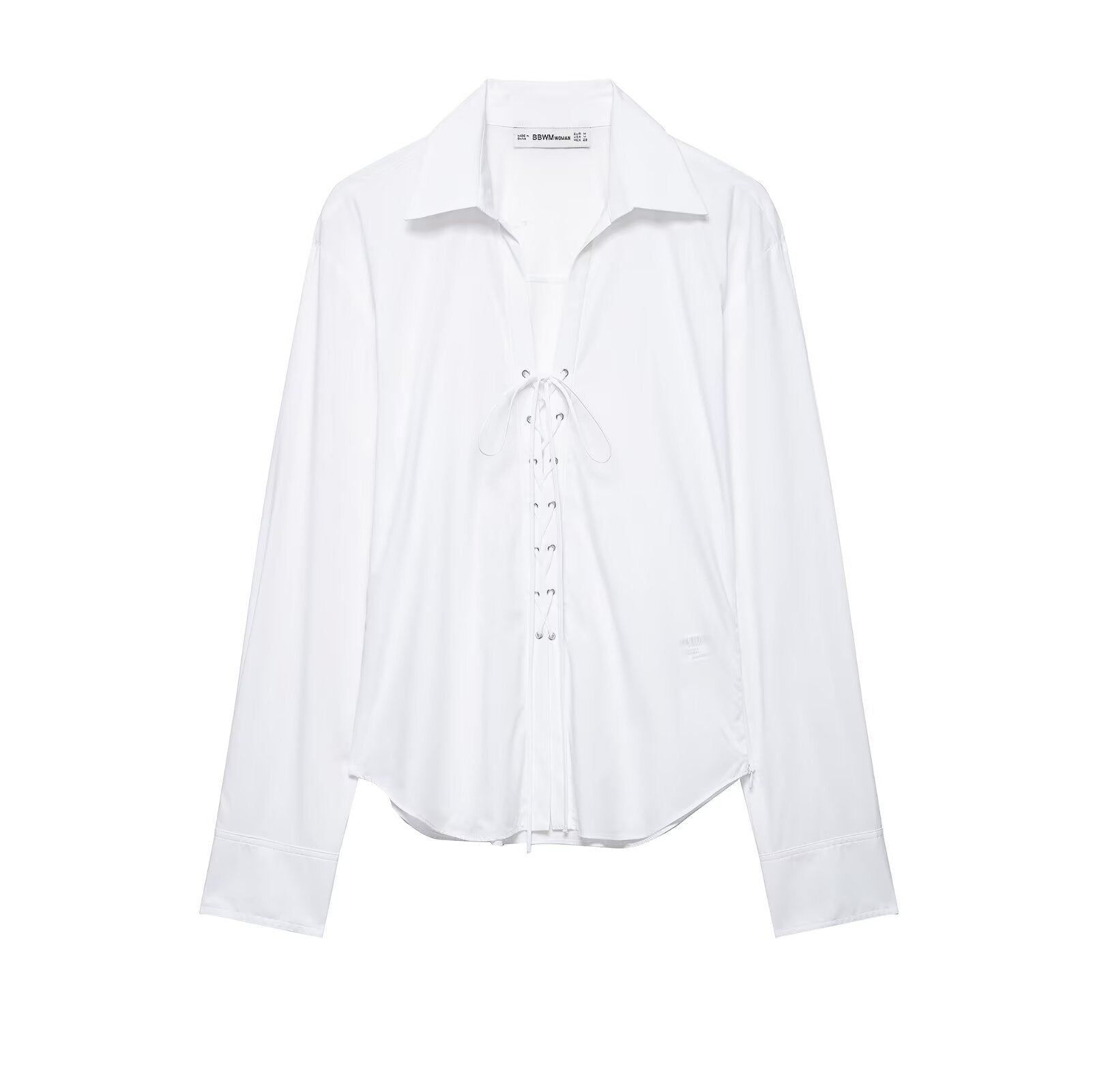 Women's oversized shirt blouse with lace-up closure and extended cuffs Chichicherry