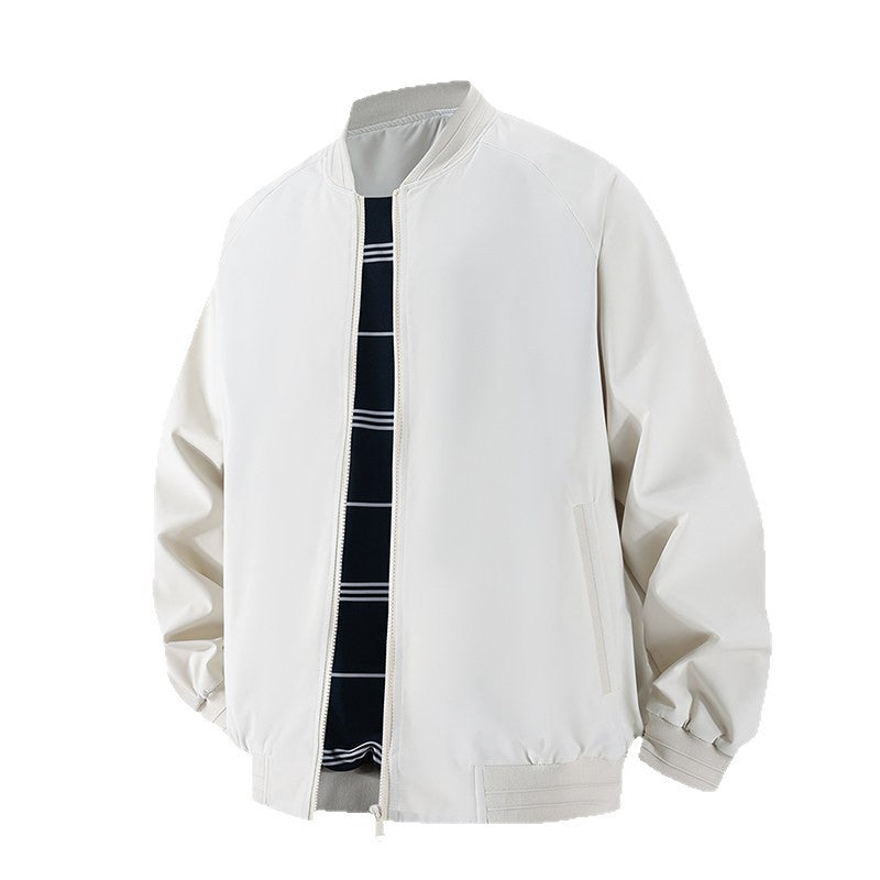 Men's Lightweight Windbreaker Bomber Jacket with Raglan Sleeves, Elastic Cuffs, and Two-Way Zipper Chichicherry