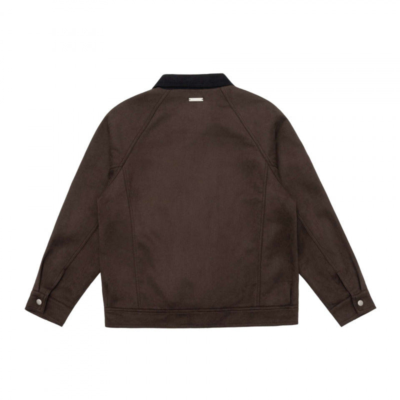 Men's Boxy Zip Blouson Jacket with Cord Collar and Minimalist Side Pockets Chichicherry