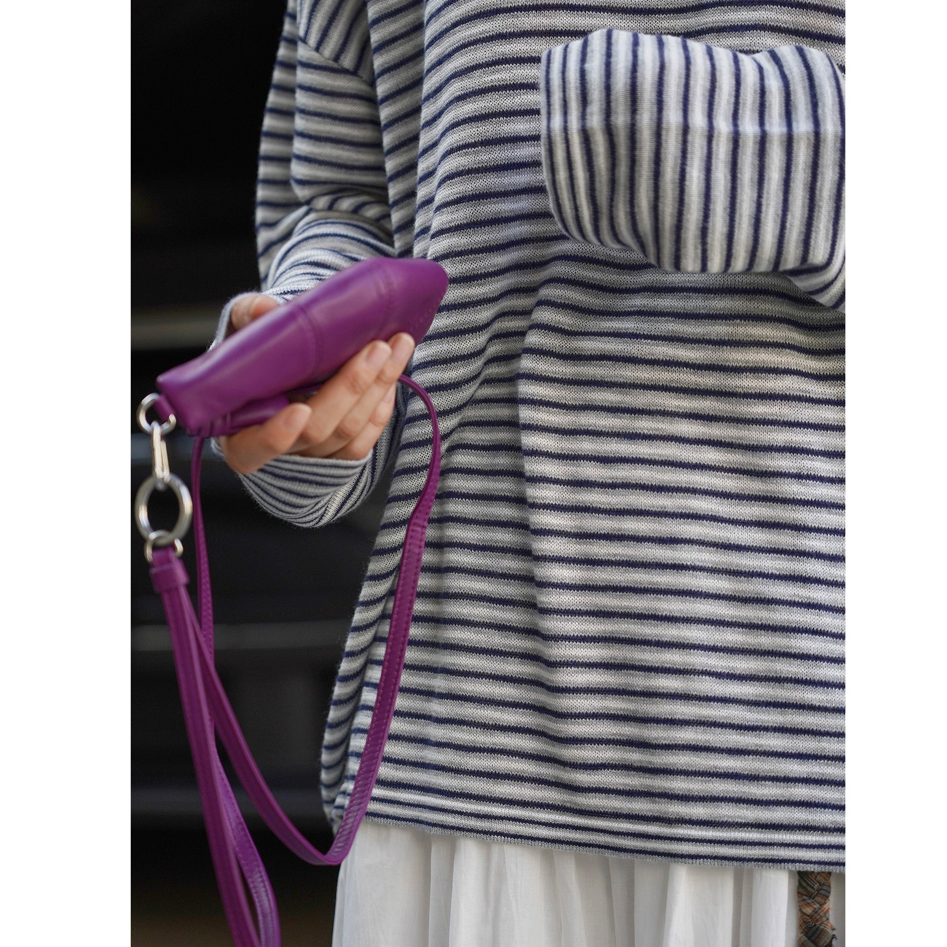 Women's Maritime Lightweight Knit Long Sleeve in Oversized Cut with Fine Striped Structure