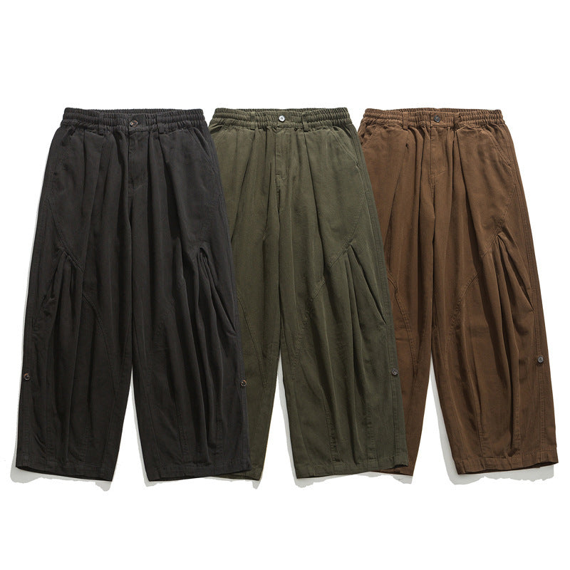 Ladies culotte pants in paperbag style with elastic waistband, seam details, and wide leg Chichicherry