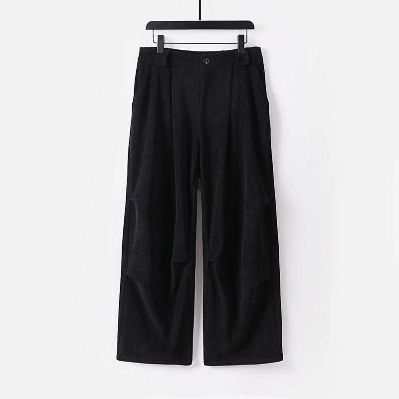 Women's Wide Cord Pants with High Waist, Pleats and Side Pockets Chichicherry